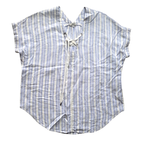 Rails stripped Rayon linen Blouse Medium - Picture 1 of 5